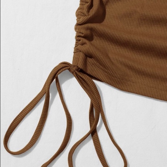 Brown tie on the side tank top - Picture 2 of 2